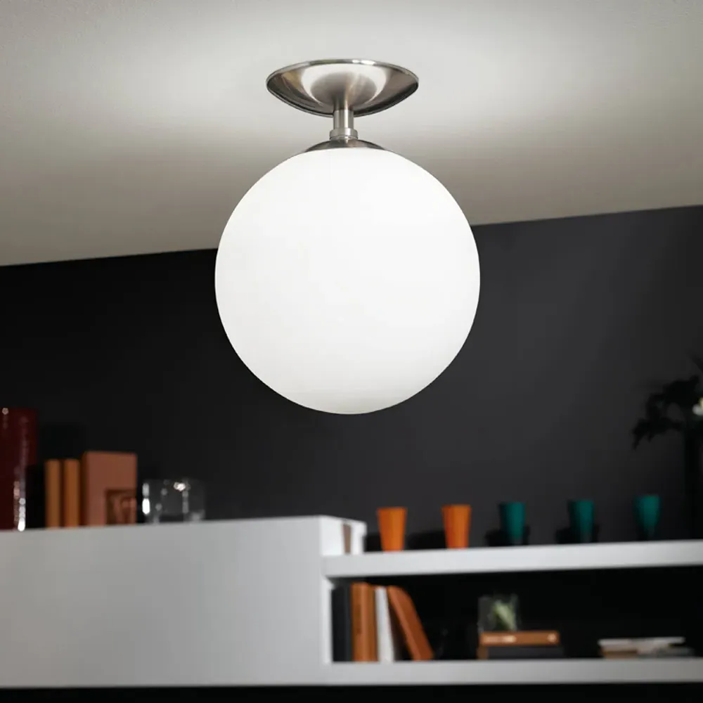 Rondo Opal Matt Ceiling Light - White, Steel