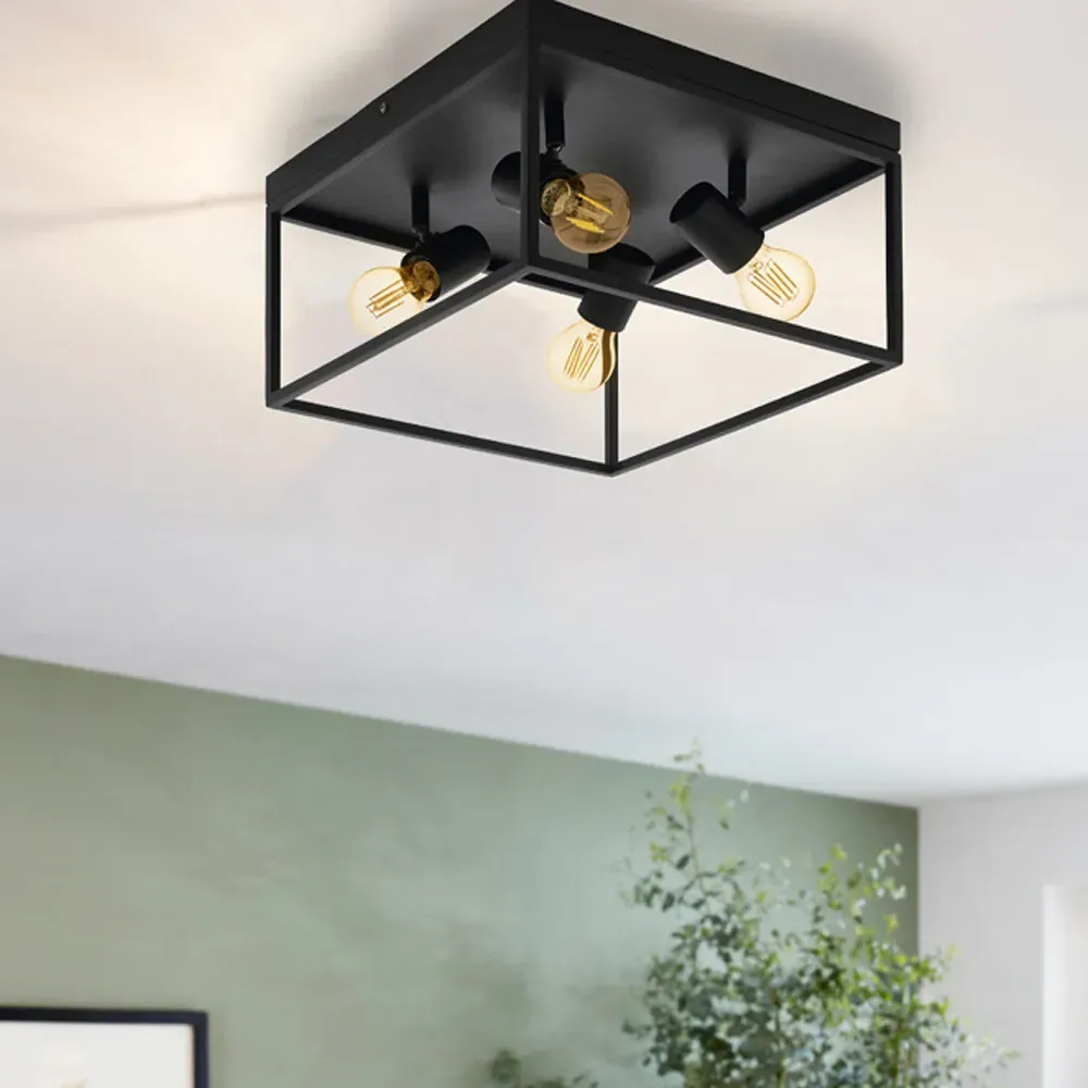 Silentina 4 Light Caged Spotlight - Black, Steel