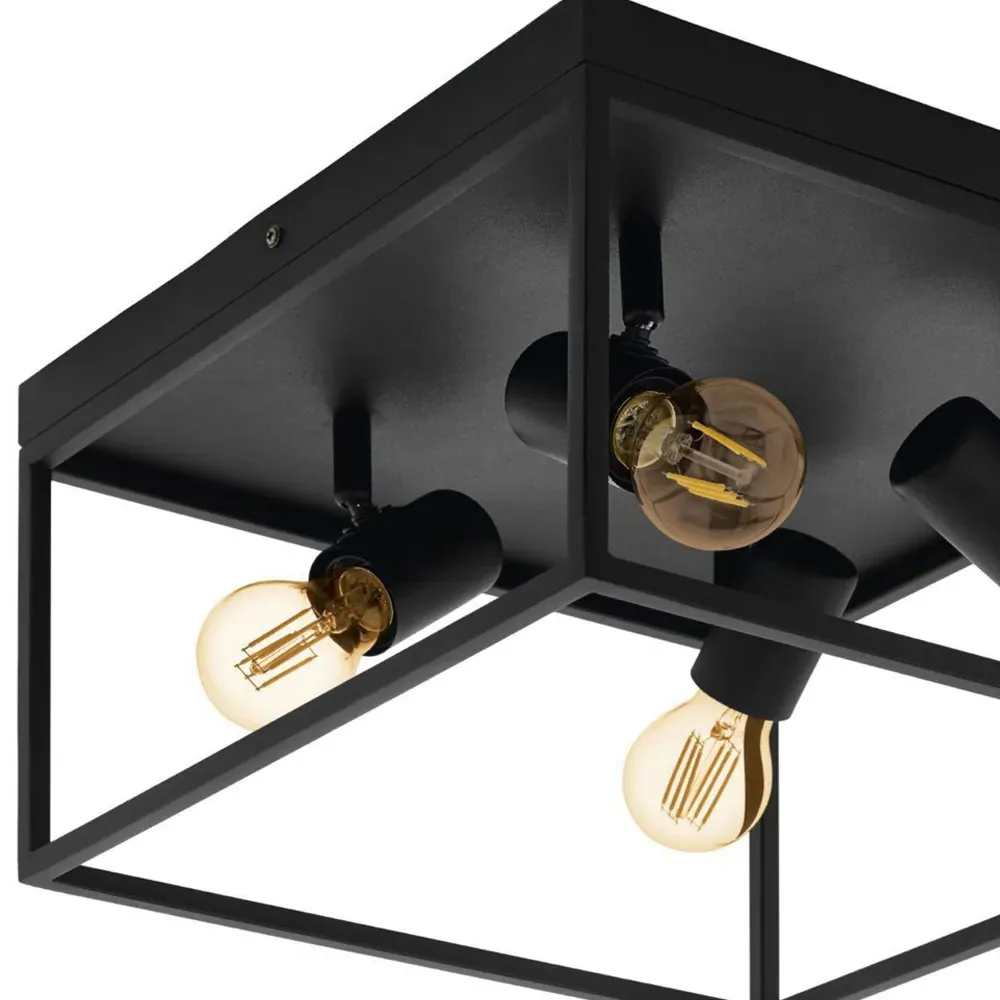 Silentina 4 Light Caged Spotlight - Black, Steel