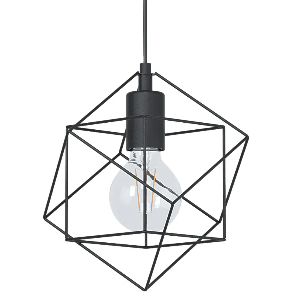 Straiton 3 Light Geometric Pendant Lampshade - Black, Steel