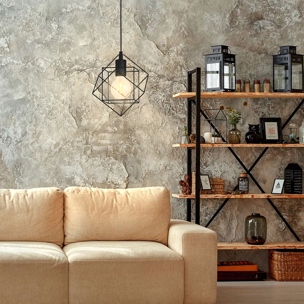 Straiton Geometric Pendant Lampshade - Black, Steel