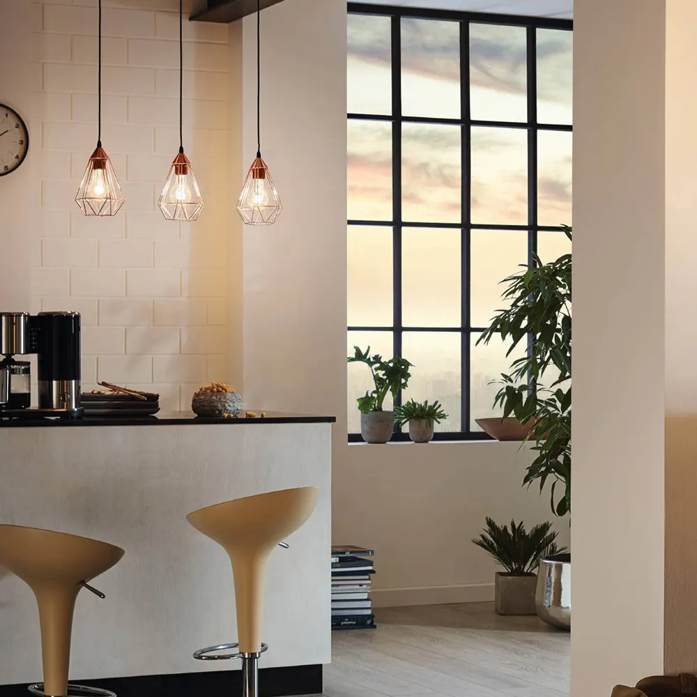 Tarbes 3-Light Wireframe Pendant Light - Copper