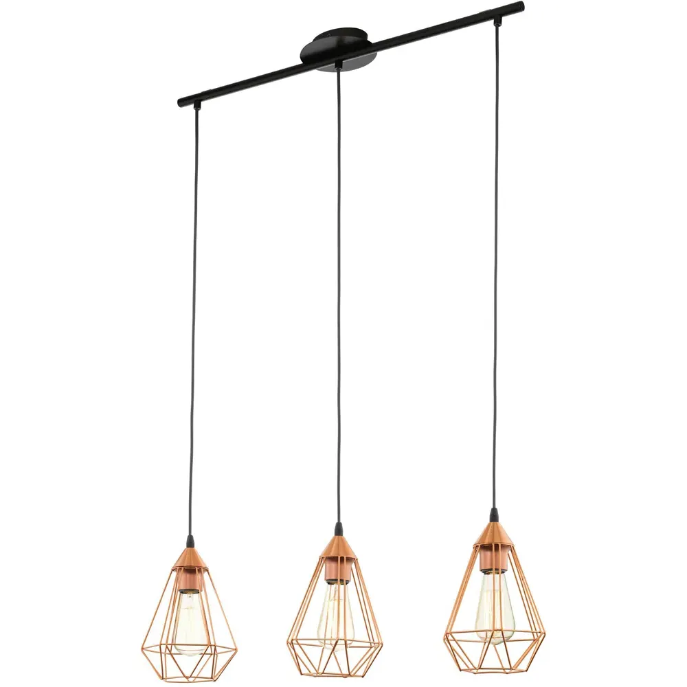 Tarbes 3-Light Wireframe Pendant Light - Copper