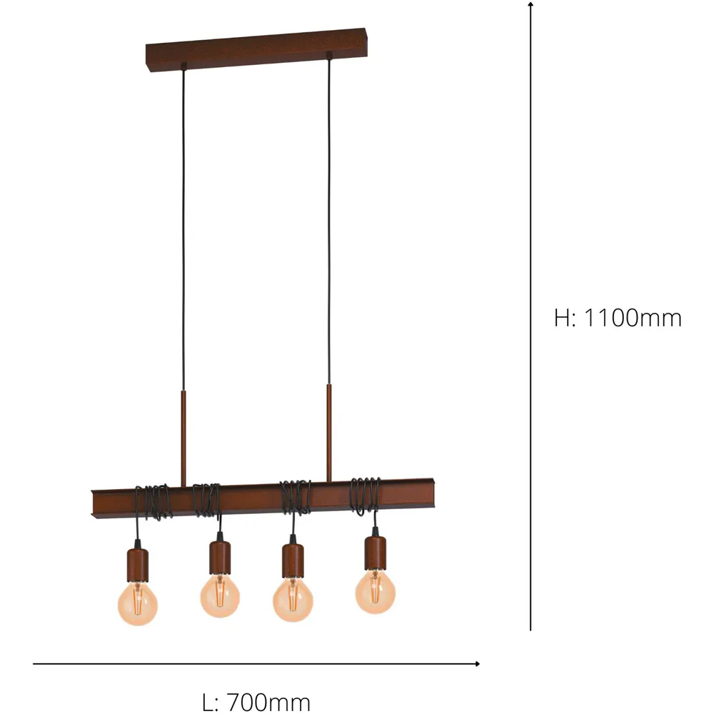 Townshed 4-Light Pendant Set - Antique Brown, Metal