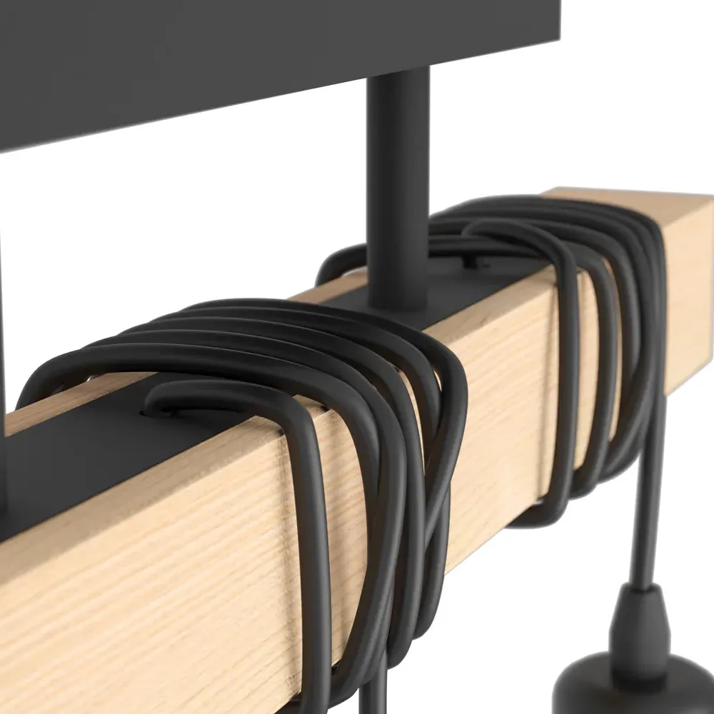 Townshend 3 Light Pendant - Black, Metal and Wood