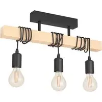 Townshend 3 Light Pendant - Black, Metal and Wood
