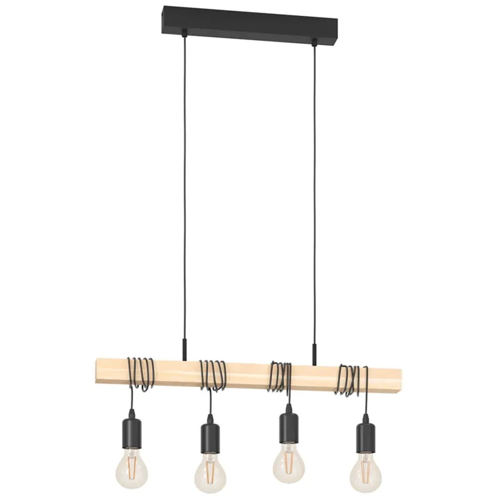 Townshend 4 Light Industrial Table Lamp - Black, Wood