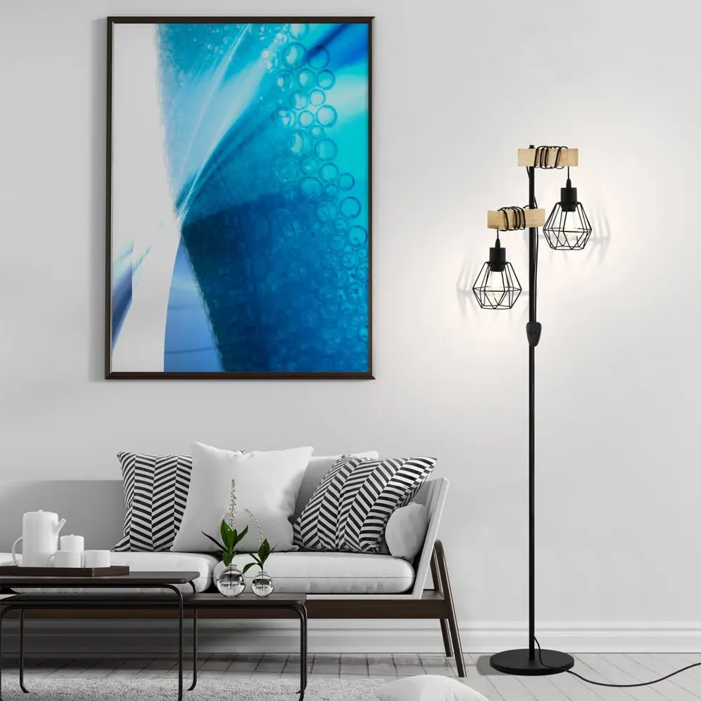 Townshend 5 2 Light Floor Lamp - Black, Metal and Wood