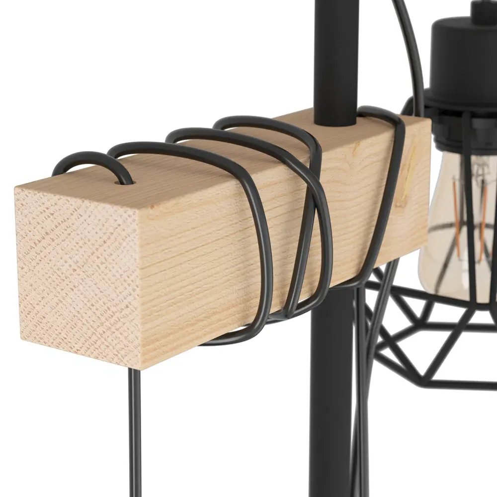 Townshend 5 2 Light Floor Lamp - Black, Metal and Wood