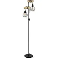 Townshend 5 2 Light Floor Lamp - Black, Metal and Wood