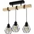 Townshend 5 3 Light Industrial Ceiling Light - Black, Pinewood
