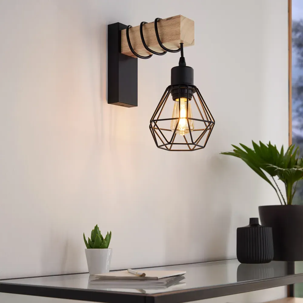 Townshend 5 Wood Wall Light - Black