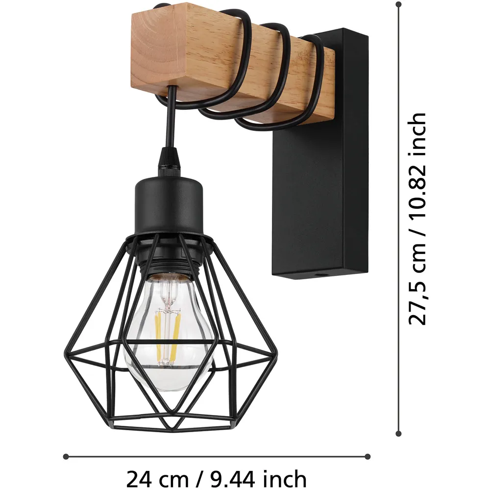 Townshend 5 Wood Wall Light - Black