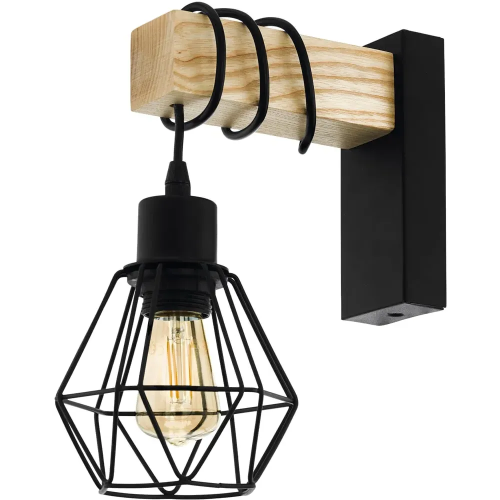 Townshend 5 Wood Wall Light - Black