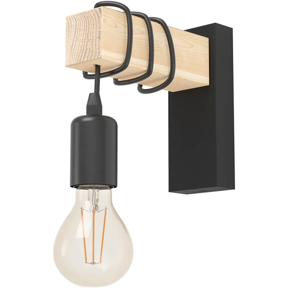 Townshend Metal and Wood Wall Light - Black image