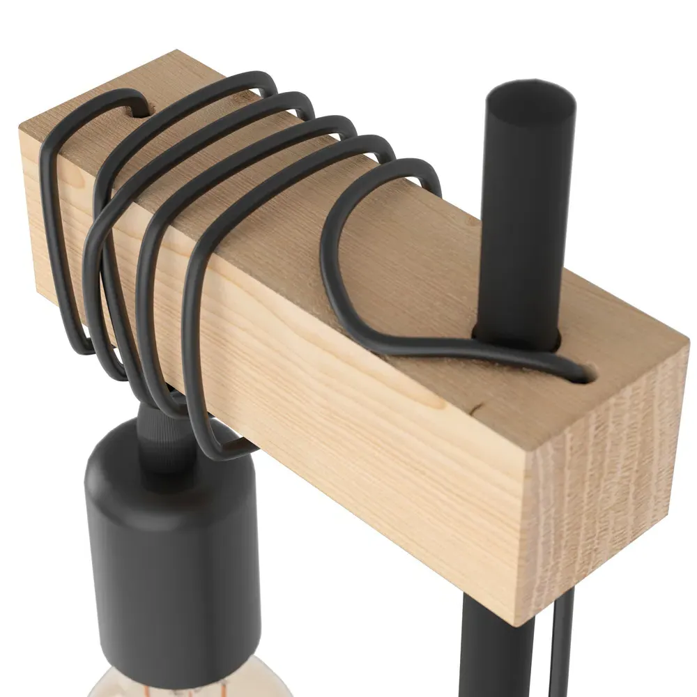 Townshend Single Light Industrial Table Lamp - Black, Wood