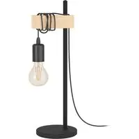 Townshend Single Light Industrial Table Lamp - Black, Wood