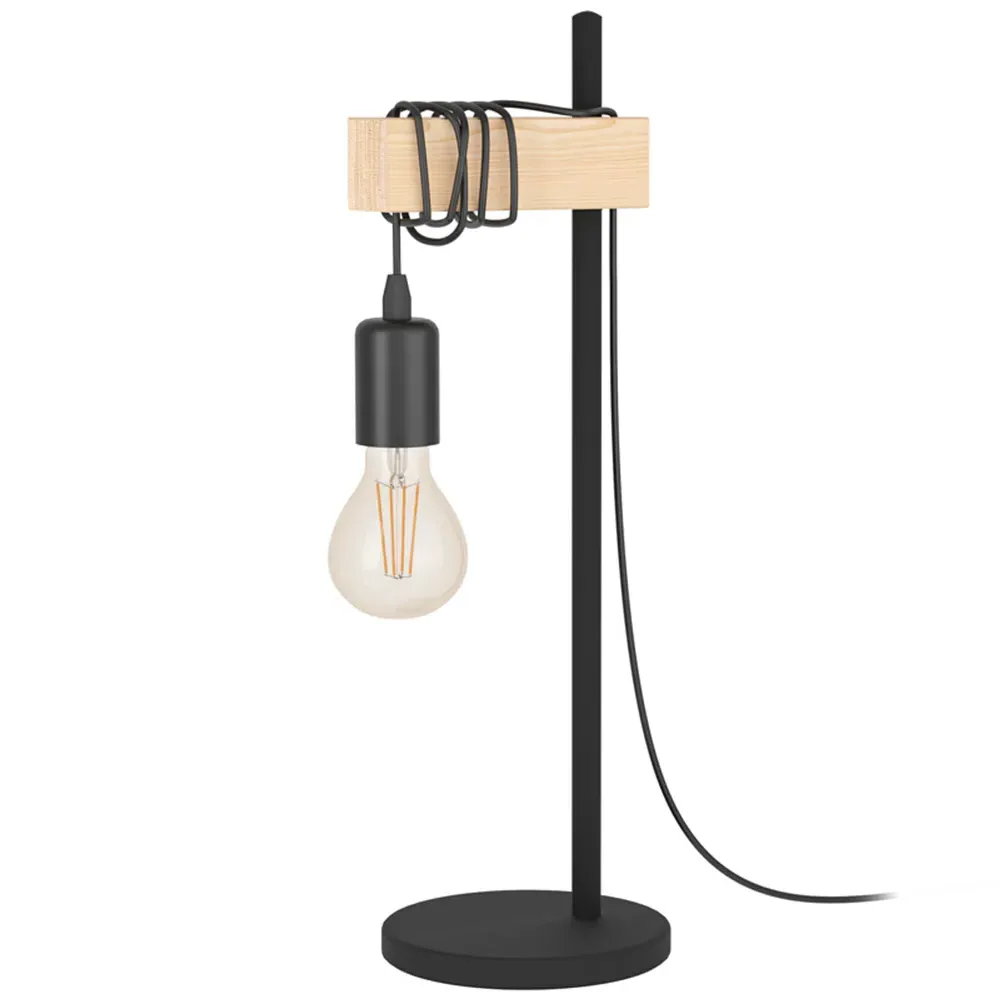 Townshend Single Light Industrial Table Lamp - Black, Wood image