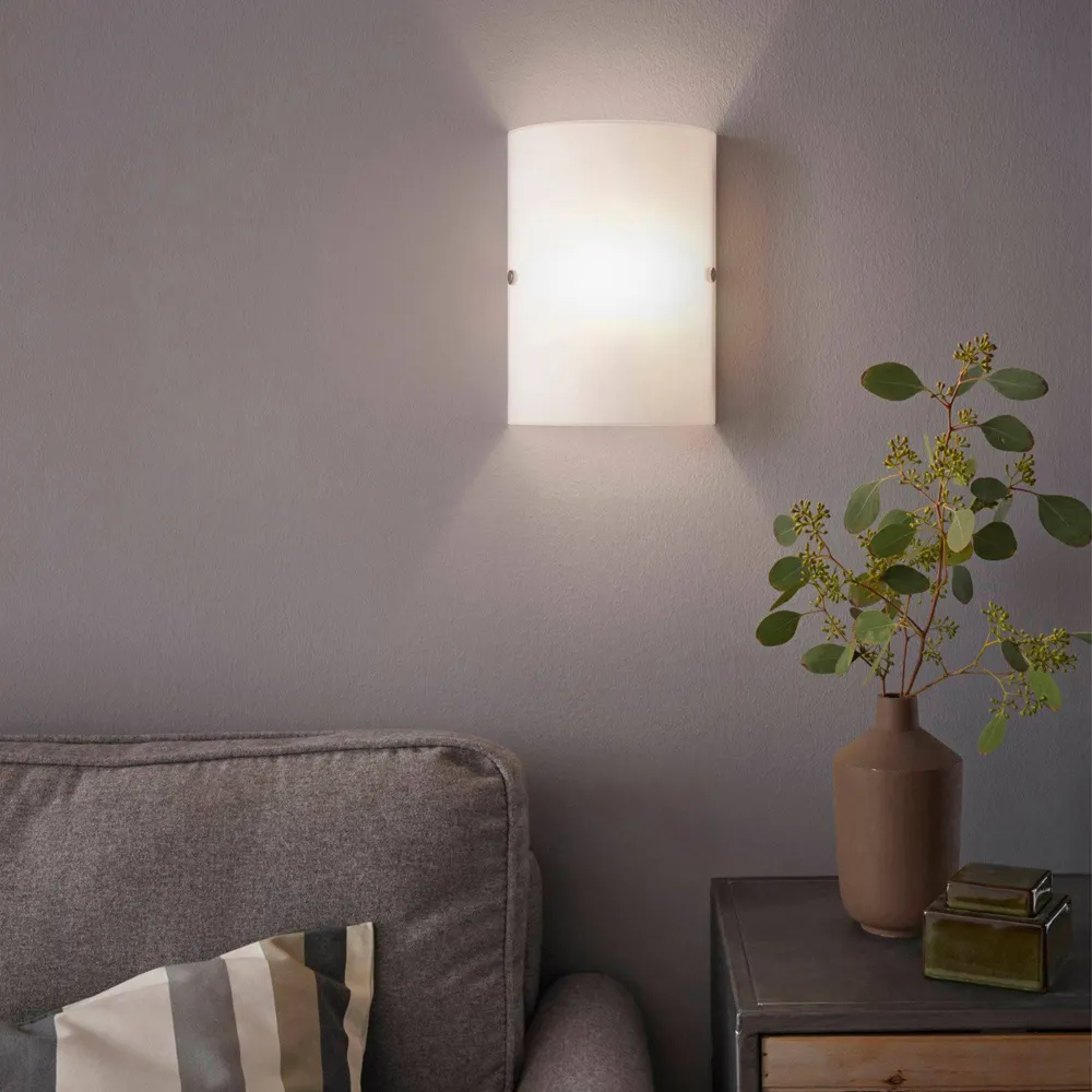 Troy 3 Wall Light - Silver, Satin Glass