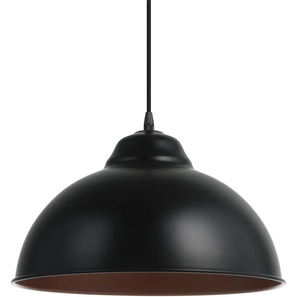 Truro2 Domed Pendant Light - Black, Steel