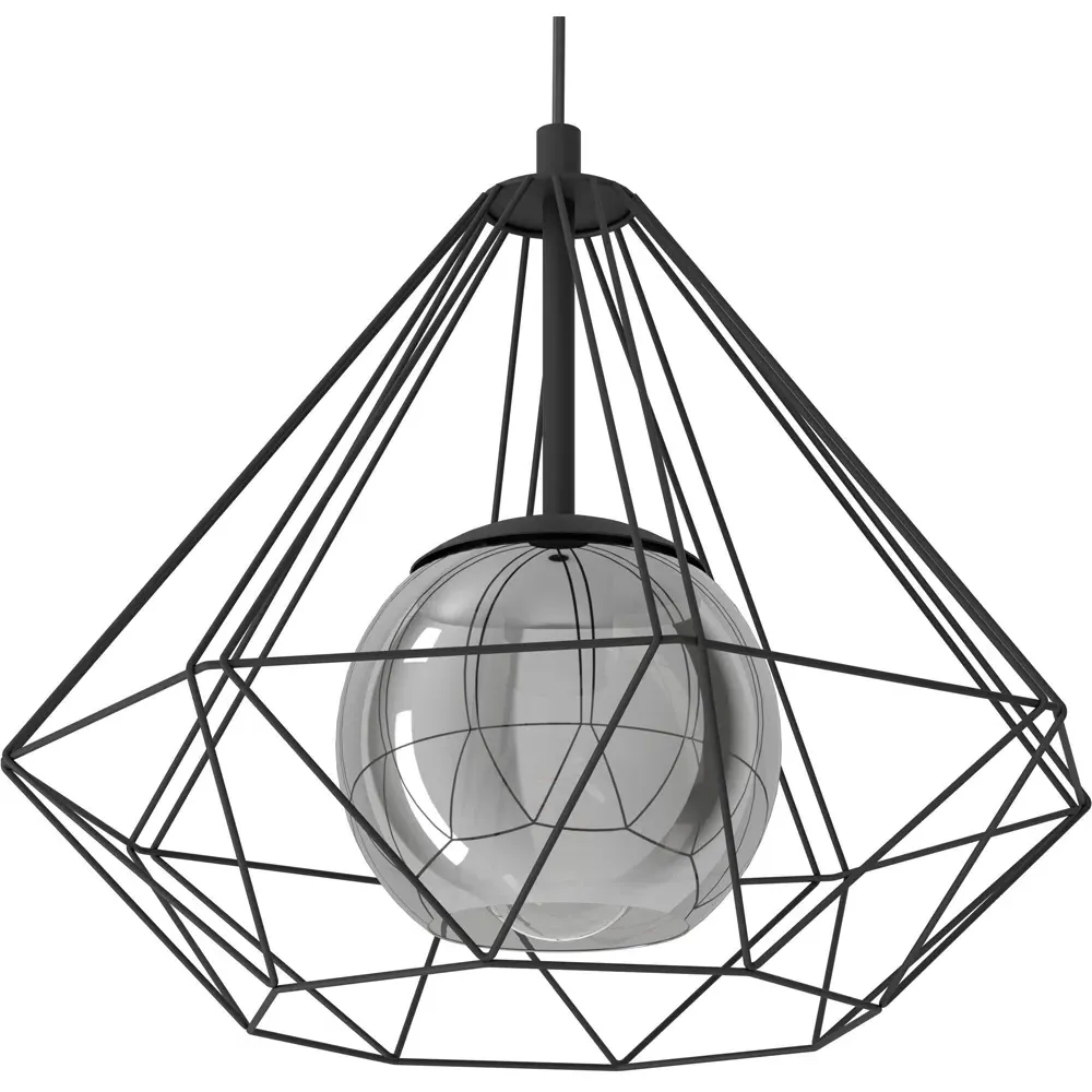 Vernham Smoked Glass Pendant Light - Black
