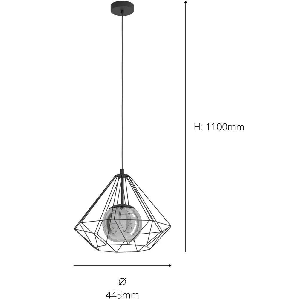 Vernham Smoked Glass Pendant Light - Black