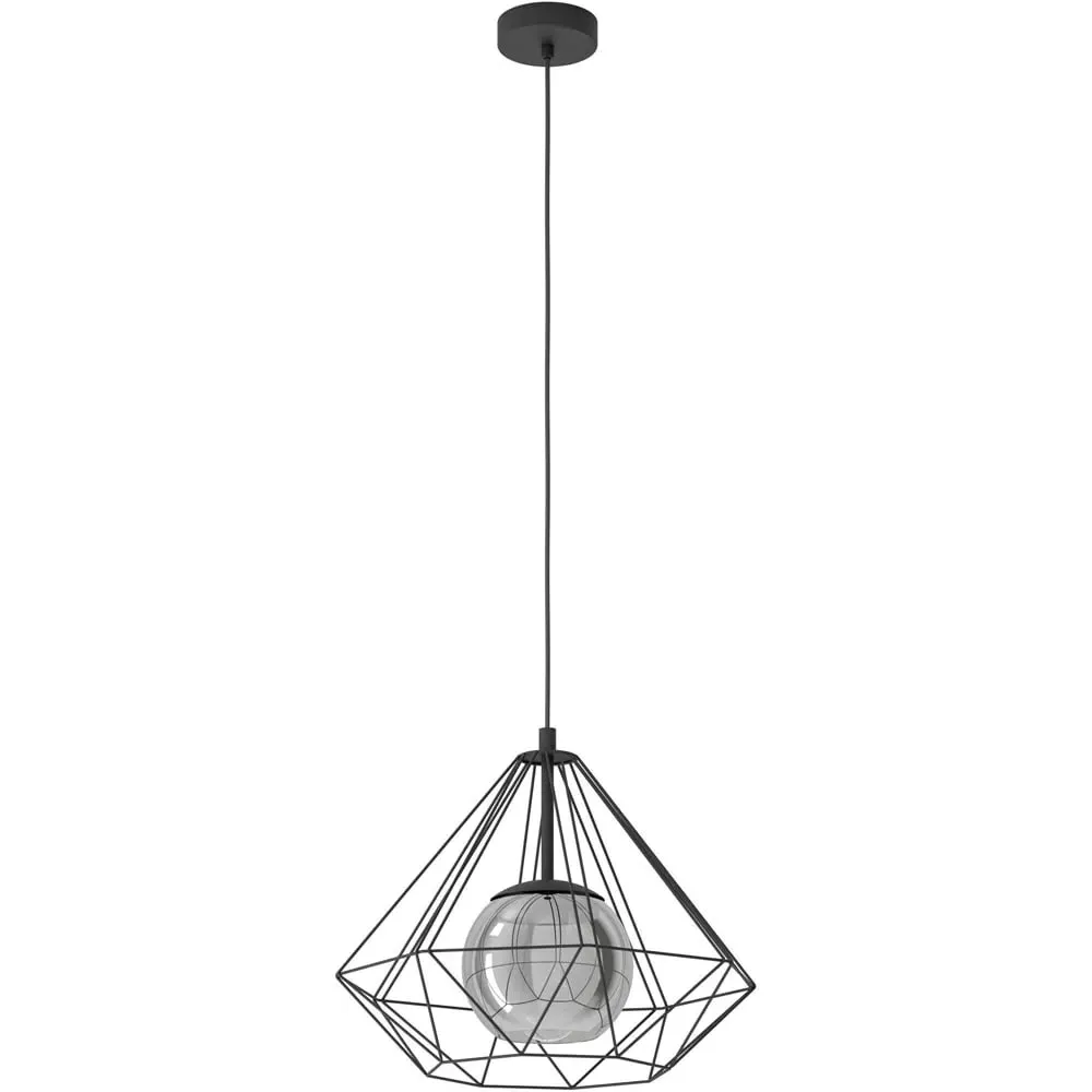 Vernham Smoked Glass Pendant Light - Black