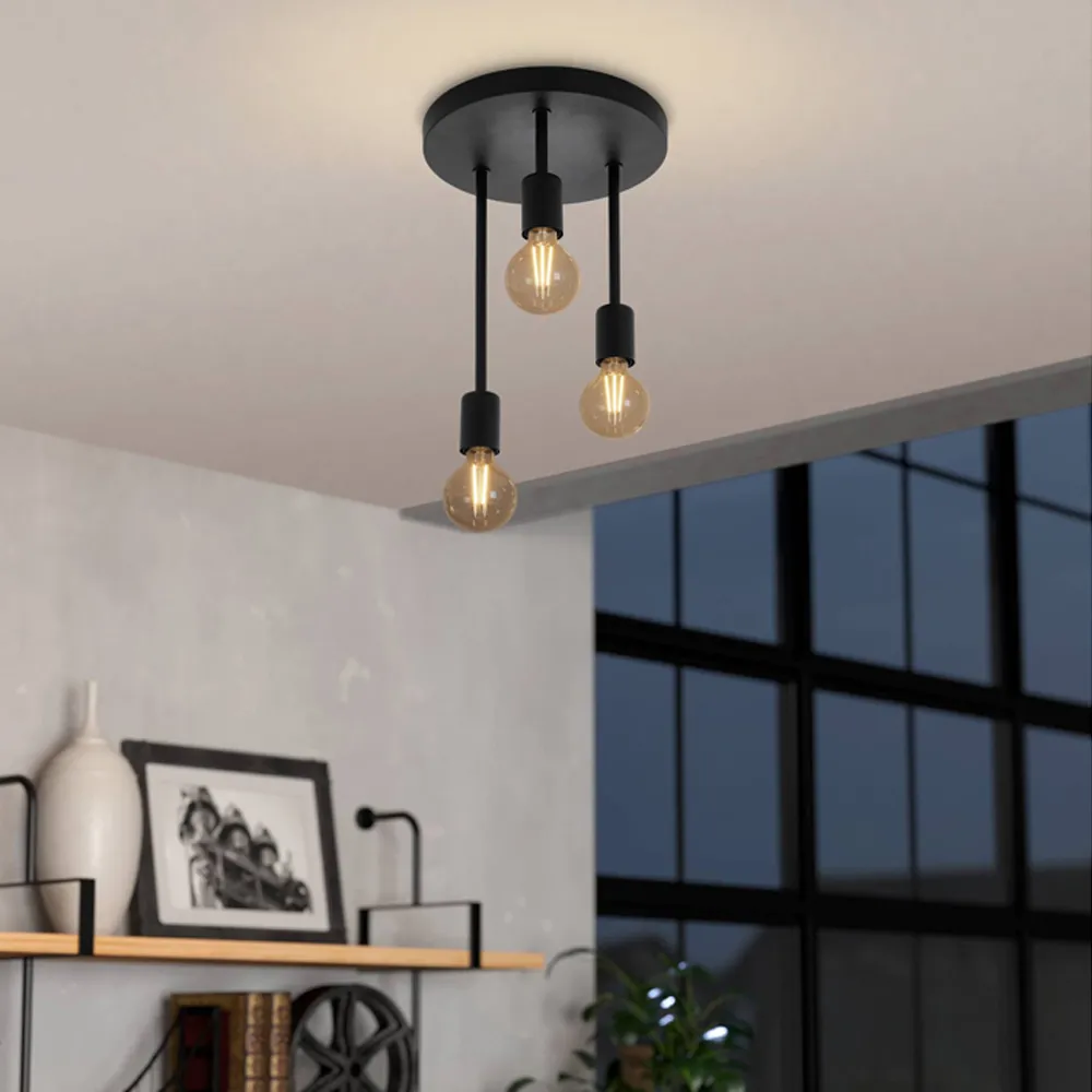 Wilmcote 3 Light Ceiling Light - Black