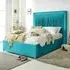 Alexandra Double Bed Frame with Pleated Headboard - Blue, Velvet