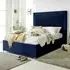 Alexandra Double Bed Frame with Pleated Headboard - Blue, Velvet