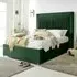 Alexandra Double Bed Frame with Pleated Headboard - Green, Velvet