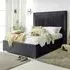 Alexandra Double Bed Frame with Pleated Headboard - Grey, Velvet