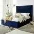 Alexandra King Size Bed Frame with Pleated Headboard - Blue, Velvet