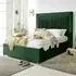 Alexandra King Size Bed Frame with Pleated Headboard - Green, Velvet