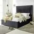 Alexandra King Size Bed Frame with Pleated Headboard - Grey, Velvet