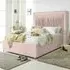 Alexandra King Size Bed Frame with Pleated Headboard - Pink, Velvet