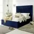 Alexandra Single Bed Frame with Pleated Headboard - Blue, Velvet