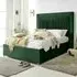 Alexandra Single Bed Frame with Pleated Headboard - Green, Velvet