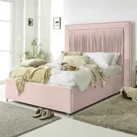 Alexandra Single Bed Frame with Pleated Headboard - Pink, Velvet