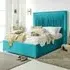 Alexandra Small Double Bed Frame with Pleated Headboard - Teal, Velvet