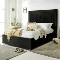 Alexandra Super King Size Bed Frame with Pleated Headboard - Black, Velvet
