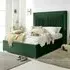 Alexandra Super King Size Bed Frame with Pleated Headboard - Green, Velvet