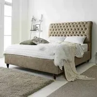 Alisyn Double Bed Frame with Sleigh Headboard - Cream, Fabric