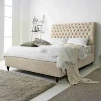 Alisyn Double Bed Frame with Sleigh Headboard - Cream, Fabric