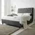 Alisyn Double Bed Frame with Sleigh Headboard - Grey, Fabric