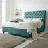 Alisyn King Size Bed Frame with Sleigh Headboard - Blue, Fabric