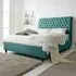 Alisyn Single Bed Frame with Sleigh Headboard - Blue, Fabric