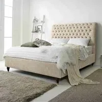 Alisyn Single Bed Frame with Sleigh Headboard - Cream, Fabric