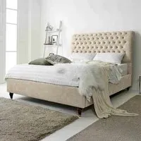 Alisyn Super King Bed Frame with Sleigh Headboard - Cream, Fabric