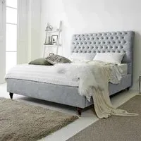 Alisyn Super King Bed Frame with Sleigh Headboard - Silver, Fabric